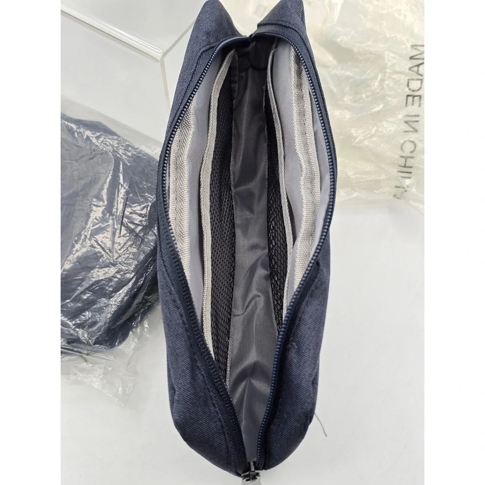 3 Lot- Useful Carrying Case Navy Blue Travel Toiletry Makeup Organizer Bag - New